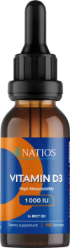NATIOS Vegan Vitamin D3, 1000 IU, Kapky v MCT oleji, 30 ml